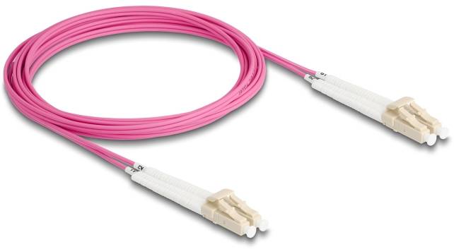 Delock 88089 Glasfaser LWL Anschlusskabel 3m Violett [1x LC-Stecker - 1x LC-Stecker] 50/125 µ Multimode OM4