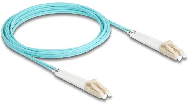 Delock 88081 Glasfaser LWL Anschlusskabel 3m Aquablau [1x LC-Stecker - 1x LC-Stecker] 50/125 µ Multimode OM3