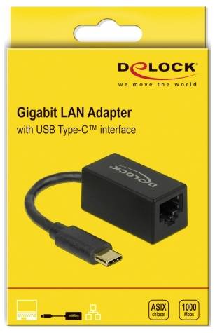 Gigabit LAN Adapter mit USB Type-C-Schnittstelle, 1000 Mbps, kompatibel mit Windows, Mac OS und Linux.