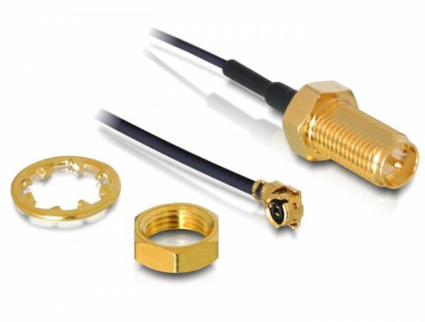 Delock WLAN-Antennen Anschlusskabel [1x RPSMA-Buchse - 1x IPEX-Stecker] 0.2m Schwarz