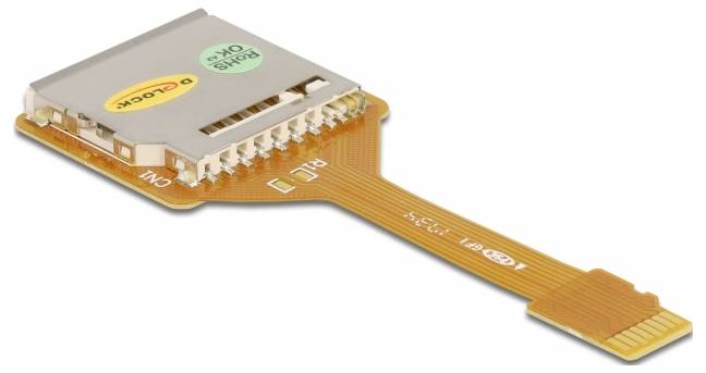 Ein Adapter für MicroSD-Karten, der in einen ZIF- oder LIF-Steckplatz passt. Enthält Bezeichnungen 'LOCK', 'C/NO', und 'R/L'.