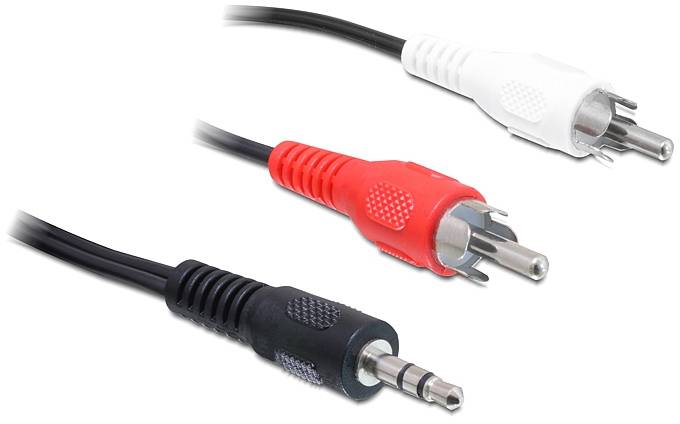 Delock 84000 Klinke / Cinch Audio Anschlusskabel [1x Klinkenstecker 3.5mm - 2x Cinch-Stecker] 1.5m Schwarz