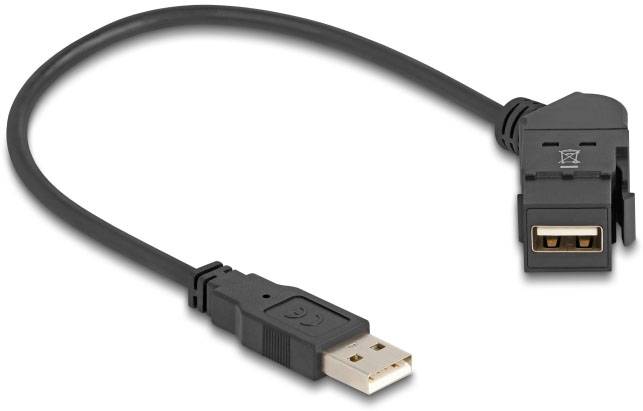 Ein schwarz-graues USB-Verlängerungskabel mit geraden und rechten Winkelsteckern. Geeignet für flexiblen Einsatz bei beengtem Raum.