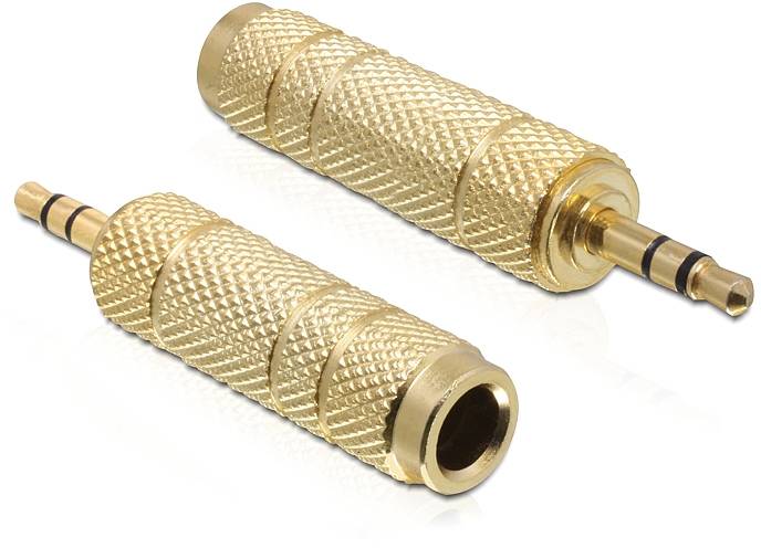 Delock 65360 65360 Klinke Audio Adapter [1x Klinkenstecker 3.5mm - 1x Klinkenbuchse 6.35 mm] Gold