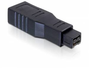 Delock Seriell Adapter [1x Firewire (800) Stecker 9pol. - 1x Firewire 6pol Buchse (IEEE1394)] Schwarz