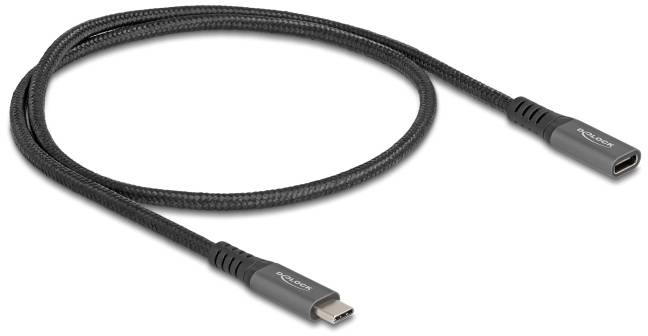 Ein schwarzes USB-Kabel mit zwei USB-C-Anschlüssen, geeignet zum Laden oder Datenübertragung für Geräte mit USB-C-Eingang.