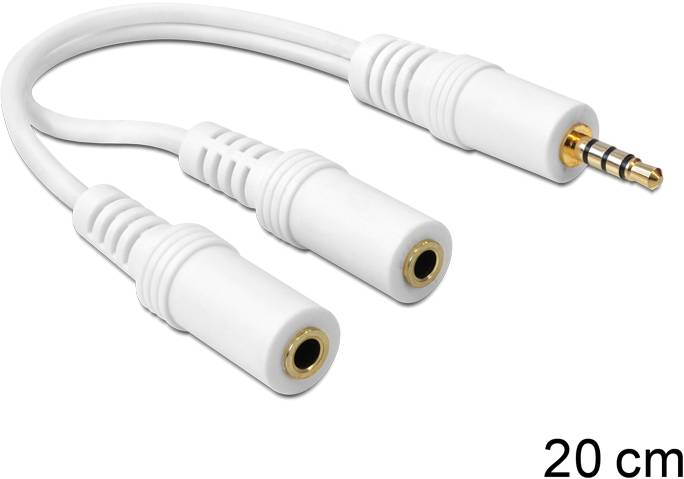 Delock 65447 65447 Klinke Audio Adapter [1x Klinkenbuchse 3.5mm - 2x Klinkenbuchse 3.5 mm] Weiß