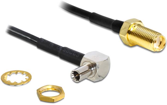 Delock WLAN-Antennen Anschlusskabel [1x SMA-Stecker - 1x SMA-Buchse] 1.45m Schwarz