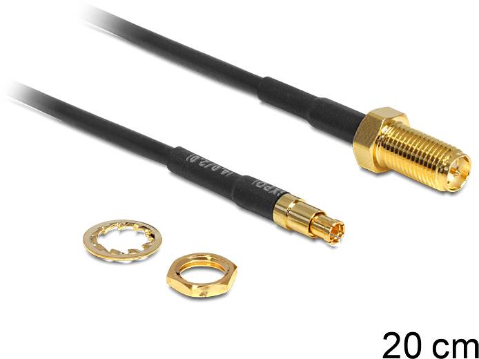 Delock WLAN-Antennen Anschlusskabel [1x SMA-Stecker - 1x SMA-Buchse] 0.2m Schwarz