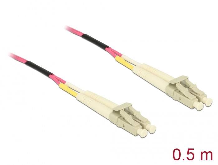 Delock 86544 Glasfaser LWL Anschlusskabel 0.5m Violett [1x LC-Stecker - 1x LC-Stecker] 50/125 µ Multimode OM4