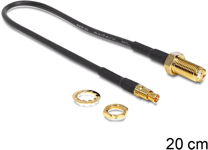 Delock WLAN-Antennen Anschlusskabel [1x SMA-Stecker - 1x SMA-Buchse] 0.2m Schwarz
