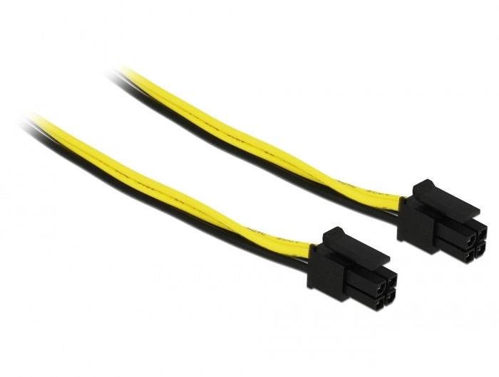 Delock Seriell Anschlusskabel [1x Micro Fit 3.0 4 Pin Stecker - 1x Micro Fit 3.0 4 Pin Stecker] 0.3m Schwarz, Gelb
