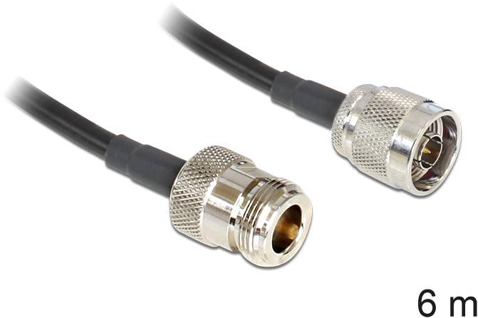 Delock WLAN-Antennen Anschlusskabel [1x N-Stecker - 1x N-Buchse] 6m Schwarz
