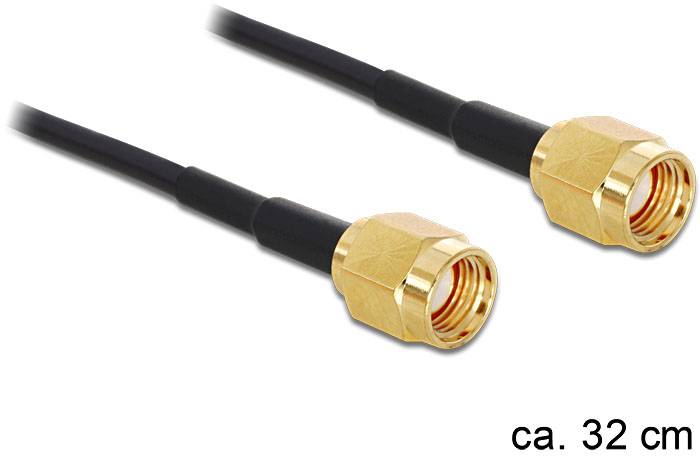 Delock WLAN-Antennen Anschlusskabel [1x RPSMA-Stecker - 1x RPSMA-Stecker] 0.32m Gold, Schwarz