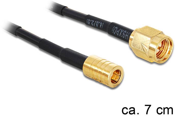 Delock WLAN-Antennen Anschlusskabel [1x SMA-Stecker - 1x SMB-Stecker] 0.07m Gold, Schwarz