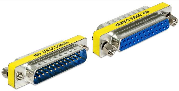 Delock Seriell Adapter [1x D-SUB-Stecker 25pol. - 1x D-SUB-Buchse 25pol.] Blau, Silber