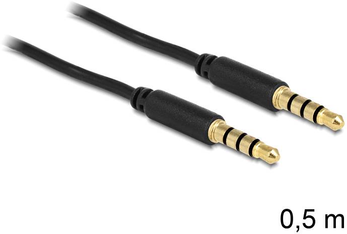 Delock 83434 Klinke Audio Anschlusskabel [1x Klinkenstecker 3.5mm - 1x Klinkenstecker 3.5 mm] 0.5m Schwarz