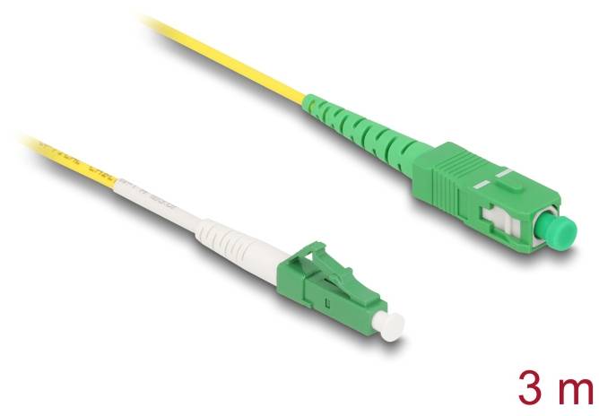 Delock 83862 Glasfaser LWL Anschlusskabel 3m Gelb [1x LC-Stecker - 1x SC APC-Stecker] 9/125 µ Singlemode OS2