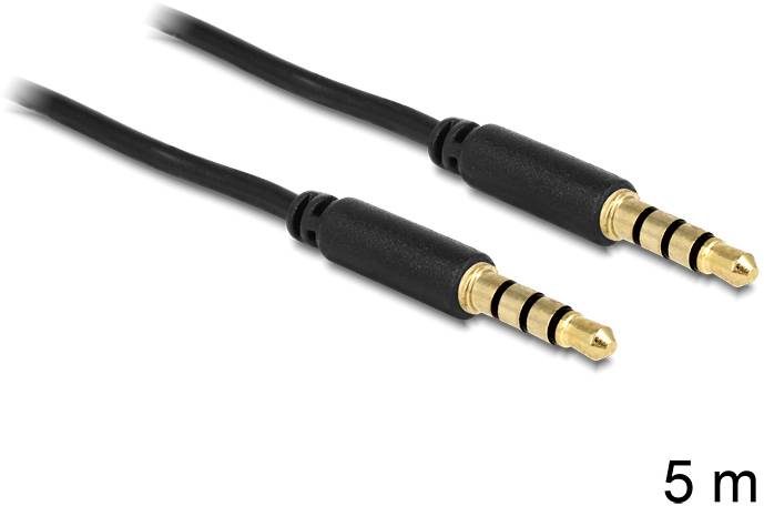 Delock 83438 Klinke Audio Anschlusskabel [1x Klinkenstecker 3.5mm - 1x Klinkenstecker 3.5 mm] 5m Schwarz