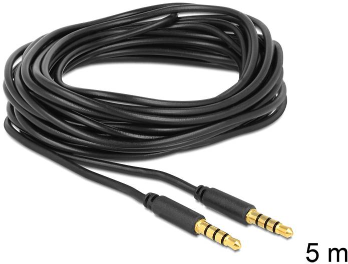 Delock 83438 Klinke Audio Anschlusskabel [1x Klinkenstecker 3.5mm - 1x Klinkenstecker 3.5 mm] 5m Schwarz