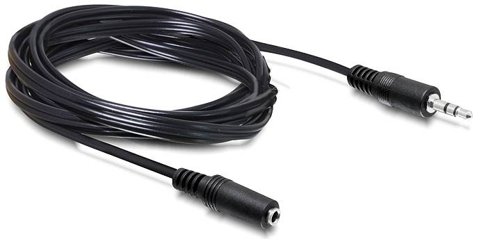 Delock 84237 Klinke Audio Anschlusskabel [1x Klinkenstecker 3.5mm - 1x Klinkenbuchse 3.5 mm] 5m Schwarz
