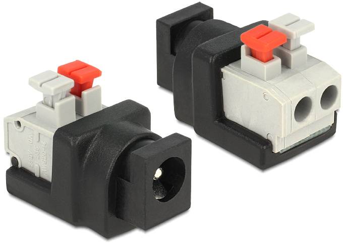 Delock Seriell Adapter [1x DC-Buchse 5.5mm - 1x Buchse] Schwarz, Silber