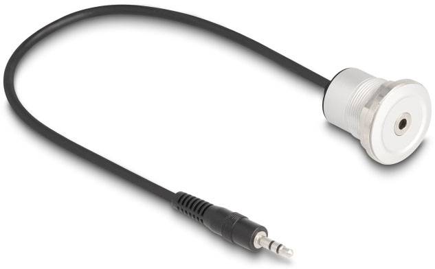 Delock Seriell Anschlusskabel [1x 3.5 mm-Stecker - 1x 3.5 mm-Buchse] 0.3m Schwarz, Silber
