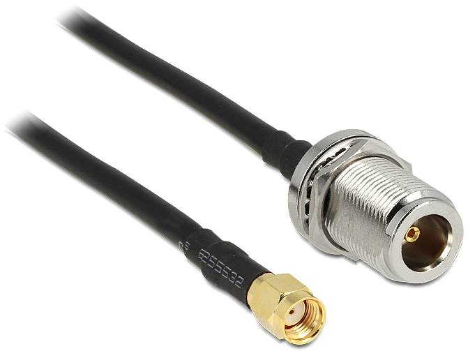 Delock WLAN-Antennen Anschlusskabel [1x RPSMA-Stecker - 1x N-Buchse] 1.5m Schwarz