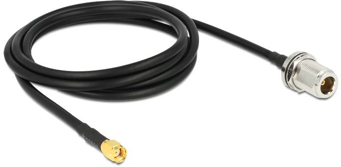 Delock WLAN-Antennen Anschlusskabel [1x RPSMA-Stecker - 1x N-Buchse] 1.5m Schwarz