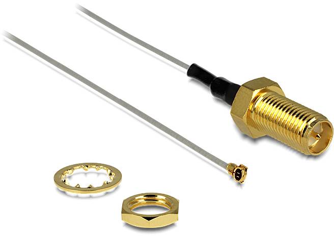 Delock WLAN-Antennen Anschlusskabel [1x RPSMA-Buchse - 1x IPEX-Stecker] 0.2m Grau