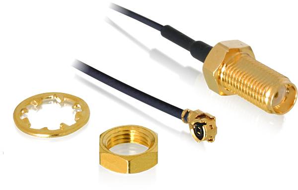 Delock WLAN-Antennen Anschlusskabel [1x SMA-Buchse - 1x IPEX-Stecker] 0.5m Schwarz