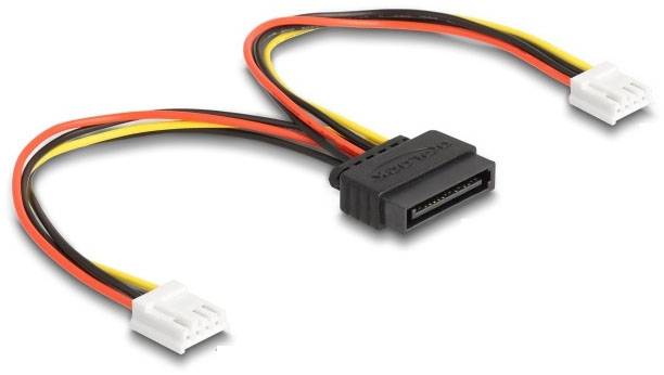 Delock Seriell Anschlusskabel [1x SATA-Strom-Stecker 15pol. - 2x Floppy Buchse 4pol.] 0.15m Schwarz, Rot, Weiß, Gelb
