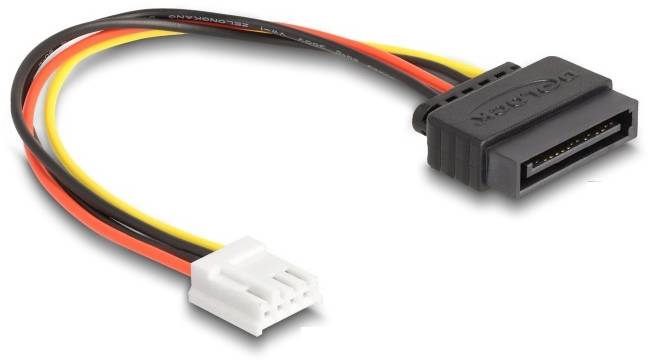 Delock Seriell Anschlusskabel [1x SATA-Strom-Stecker 15pol. - 1x Floppy Buchse 4pol.] 0.15m Schwarz, Rot, Weiß, Gelb