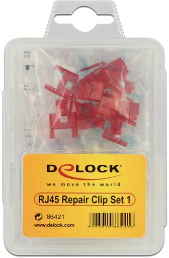 Delock 86421 RJ45 Reparatur Clip 40 Stück Set 1 (rot, blau, grün, gelb) 86421 Mehrfarbig 1St.