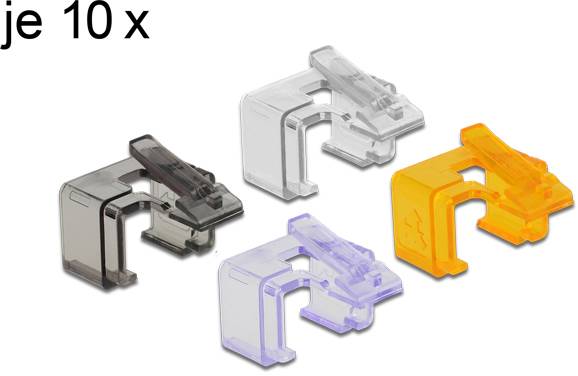 Delock 86422 RJ45 Reparatur Clip 40 Stück Set 2 (transparent, schwarz, violett, orange) 86422 Mehrfarbig 1St.