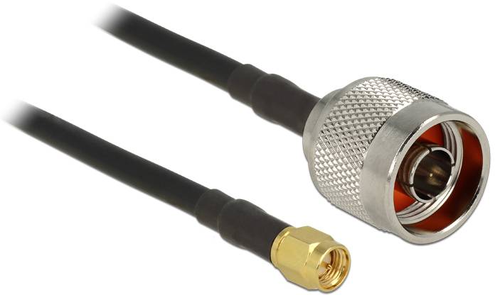 Delock WLAN-Antennen Anschlusskabel [1x N-Stecker - 1x SMA-Stecker] 10m Schwarz