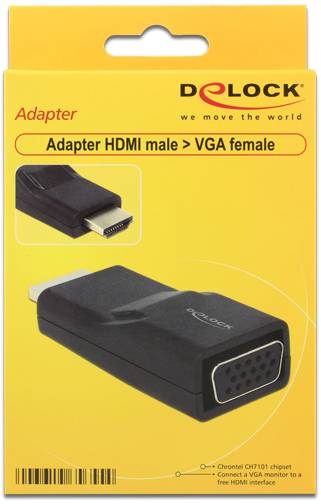 Delock 65655 HDMI / VGA Adapter [1x HDMI-Stecker - 1x D-SUB-Buchse 15pol.] Schwarz