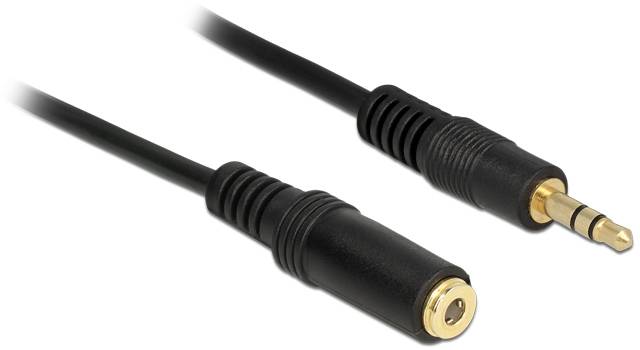 Delock 83762 Klinke Audio Anschlusskabel [1x Klinkenstecker 3.5mm - 1x Klinkenbuchse 3.5 mm] 0.5m Schwarz