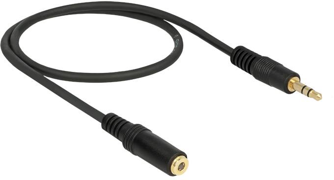 Delock 83762 Klinke Audio Anschlusskabel [1x Klinkenstecker 3.5mm - 1x Klinkenbuchse 3.5 mm] 0.5m Schwarz