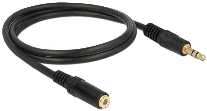 Delock 83764 Klinke Audio Anschlusskabel [1x Klinkenstecker 3.5mm - 1x Klinkenbuchse 3.5 mm] 1m Schwarz