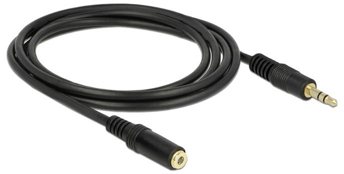 Delock 83766 Audio Verlängerungskabel [1x Klinkenstecker 3.5mm - 1x Klinkenbuchse 3.5 mm] 2m Schwarz