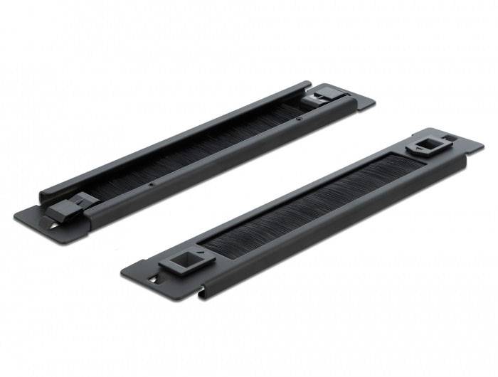 Delock 66343 10 Zoll Netzwerkschrank-Bürstenleiste Schwarz