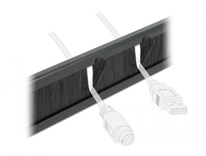 Delock 66343 10 Zoll Netzwerkschrank-Bürstenleiste Schwarz