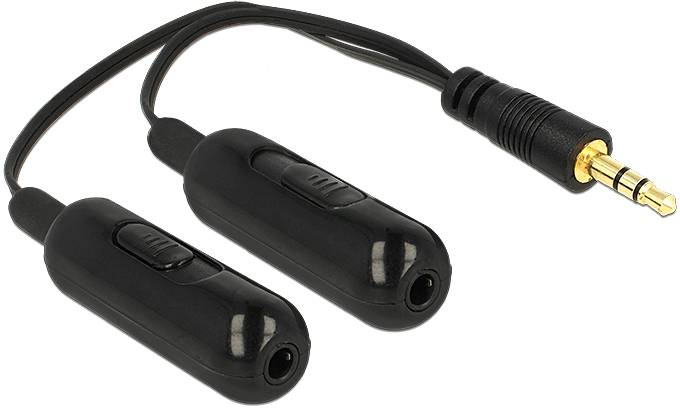 Delock 65683 Klinke Audio Anschlusskabel [1x Klinkenstecker 3.5mm - 2x Klinkenbuchse 3.5 mm] 0.19m Schwarz