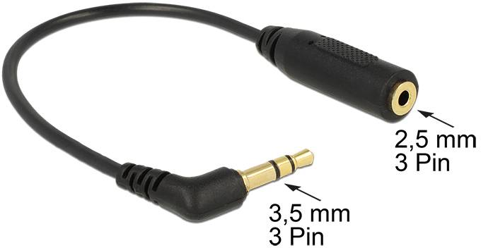 Delock 65675 Klinke Audio Anschlusskabel [1x Klinkenstecker 3.5mm - 1x Klinkenbuchse 2.5 mm] 0.17m Schwarz