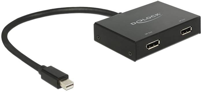 Delock 87695 DisplayPort-Splitter Metallgehäuse, mit eingebautem Konverter Schwarz