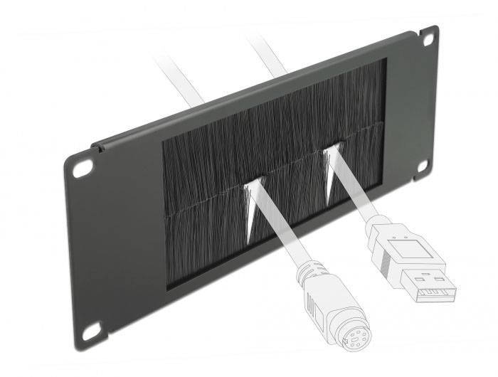 Delock 66481 10 Zoll Netzwerkschrank-Bürstenleiste Schwarz