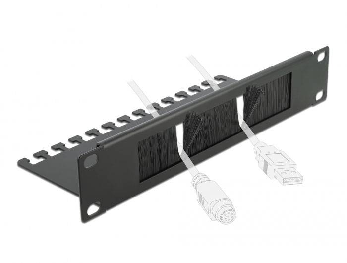 Delock 66483 10 Zoll Netzwerkschrank-Bürstenleiste Schwarz