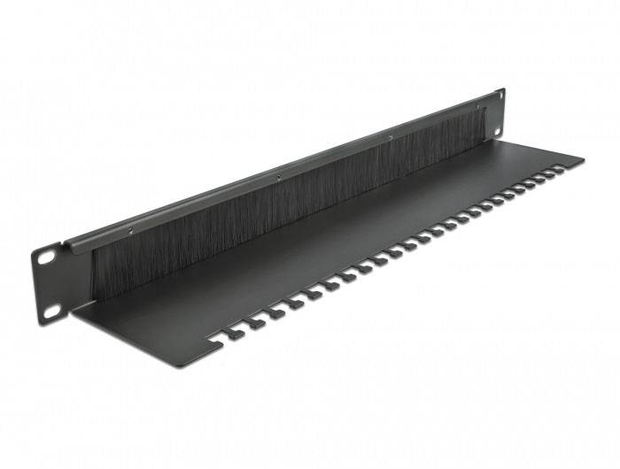 Delock 66484 19 Zoll Netzwerkschrank-Bürstenleiste 1 HE Schwarz
