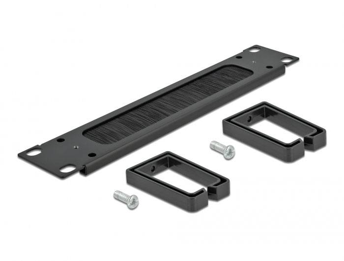 Delock 66485 10 Zoll Netzwerkschrank-Bürstenleiste Schwarz